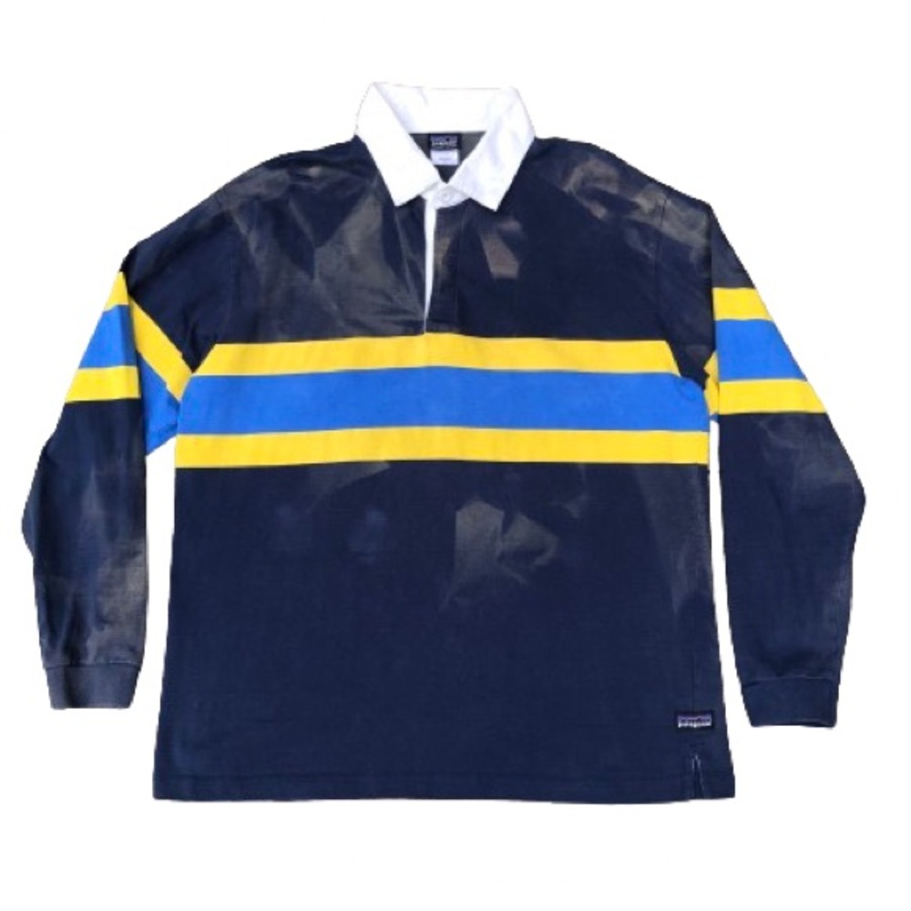 Rare Patagonia Striped Rugby Shirt Organic Cotton Faded Wabi-Sabi Workwear Large